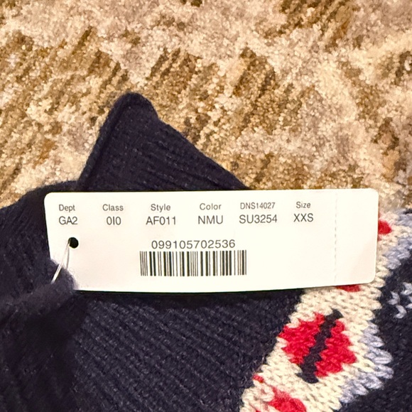J.Crew NWT Navy Blue/Red Fair Isle Patterned Sweater Lambs Wool Blend Women XXS - Picture 3 of 7